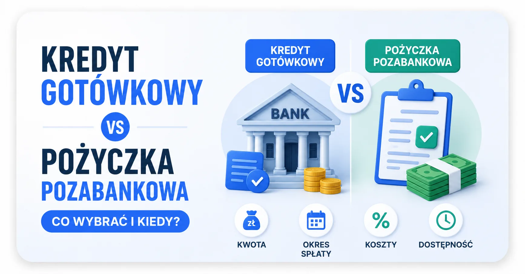 Kredyt gotówkowy vs pożyczka pozabankowa - co wybrać i kiedy?